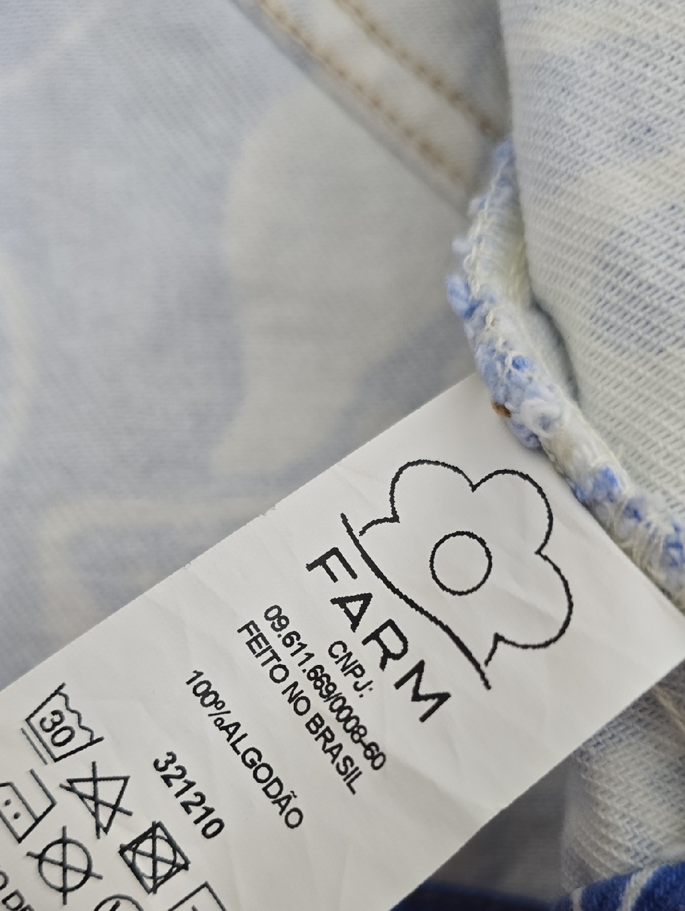 Farm Rio Denim  Blue & White Tropical Two-Piece Crop Top and Shorts Set Size S - Picture 14 of 14